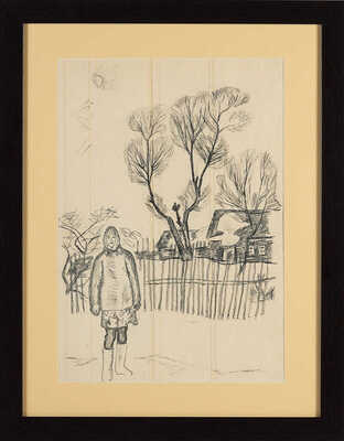 Попков Виктор Ефимович. Девушка у забора